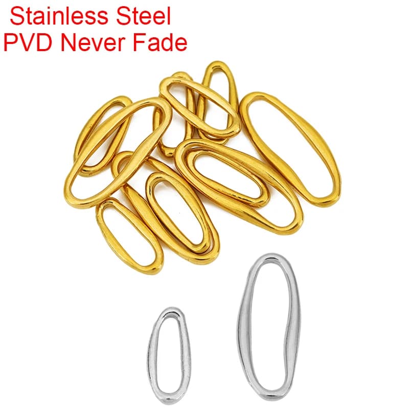 10 pz 6x14 9x21mm In Acciaio Inox Chiudi Anelli di Salto Ovali PVD Non Sbiadisce Mai Split Anelli Connettori Per Gioielli Fai Da Te Che Fanno I Risultati
