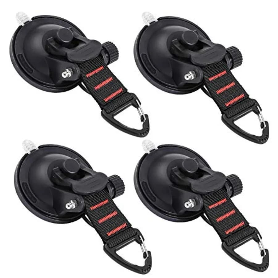 Ganci a ventosa resistenti, 4 pezzi, accessori essenziali per auto e campeggio, ganci di fissaggio a ventosa migliorati per camper con anello di sicurezza