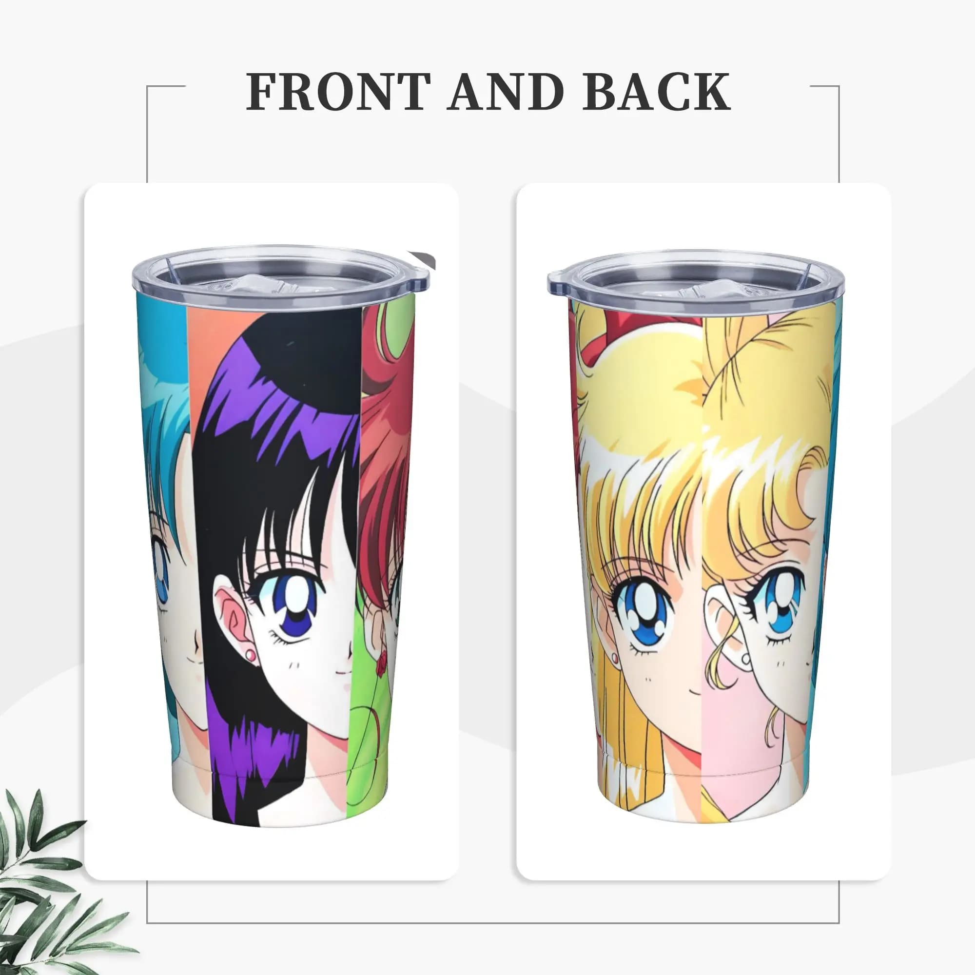 Tumbler Sailor Moon, Bottiglia Termica per Bevande Calde, Tazza Termica in Acciaio Inox Antigoccia, Tazze Personalizzate per Campeggio e Auto