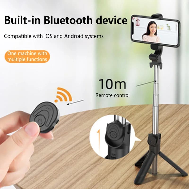 Treppiede Bluetooth per selfie, mini supporto portatile girevole ed estensibile per telefono, supporto universale per cellulare da viaggio