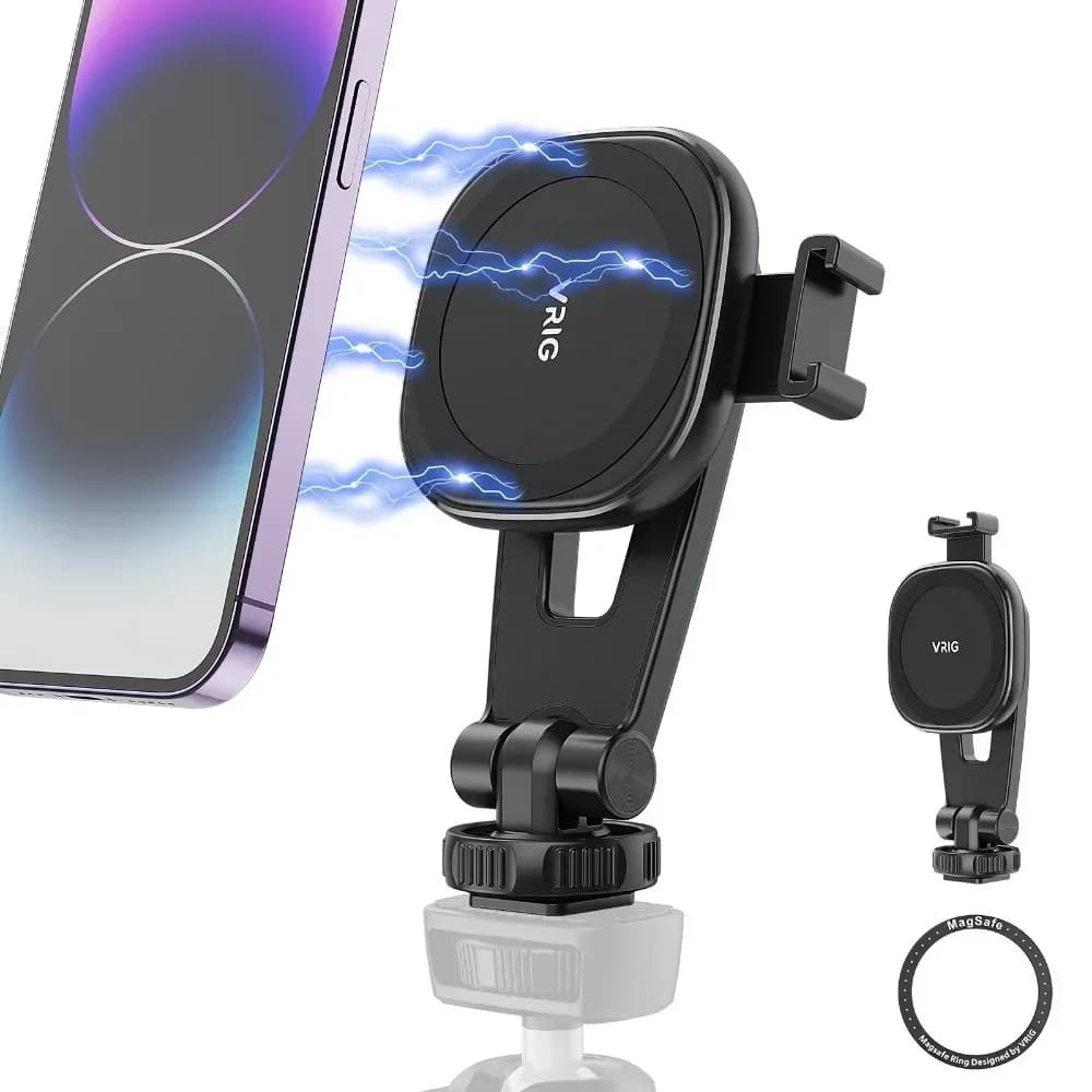 Vrig MG-03 Magnet Phone Holder Adapter Tripod Magnetic Camera Phone Holder Tripod Mount for Mag-Safe iPhone 14 13 12 Series