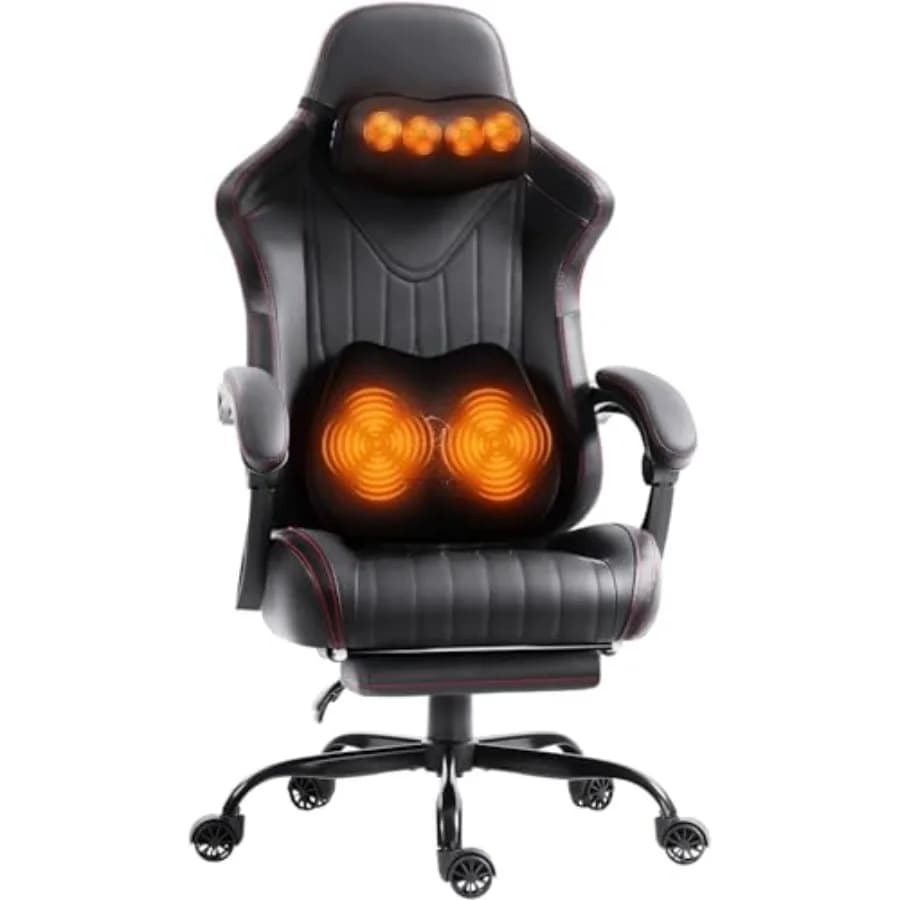 Sedia da Gaming con Massaggio Shiatsu per Collo e Supporto Lombare per Casa e Ufficio, Reclinabile con Schienale Alto e Altezza Regolabile, Ergonomica