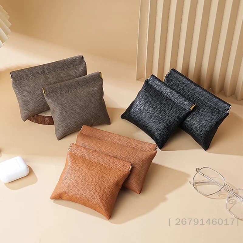 【YY26】Portafoglio Mini in Pelle con Chiusura Automatica, Borsa Piccola per Donna e Uomo, Porta Soldi, Chiavi, Auricolari, Carte di Credito e Occhiali