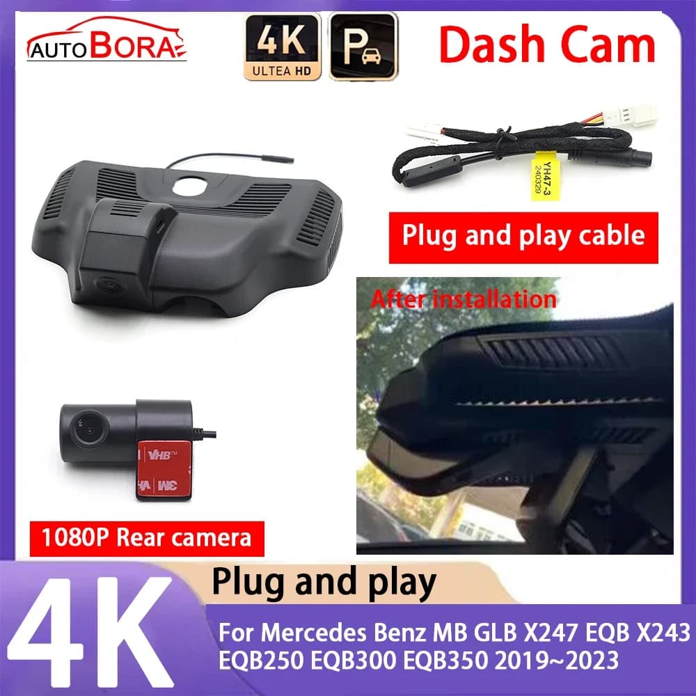 4K 2160P Plug and Play UHD Car Dash Cam Camera for Mercedes Benz MB GLB X247 EQB X243 EQB250 EQB300 EQB350 2019 ~ 2023