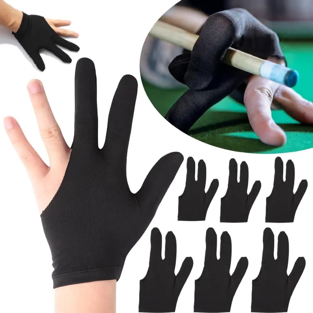 10-1pcs Guanti da biliardo da biliardo aperti a 3 dita Taglia unica Abbigliamento sportivo unisex Protezione per mano sinistra/destra Guanti da biliardo per stecca da biliardo