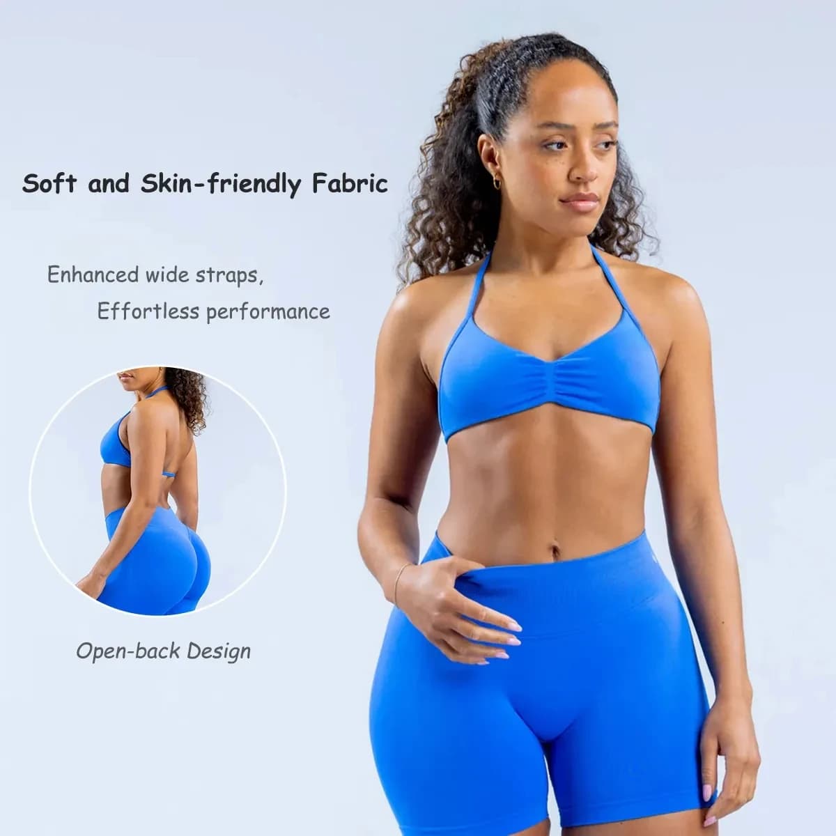 Brand new sports bra foldable without backrest for women's gym, coloured shorts, 2-piece training set, yoga set