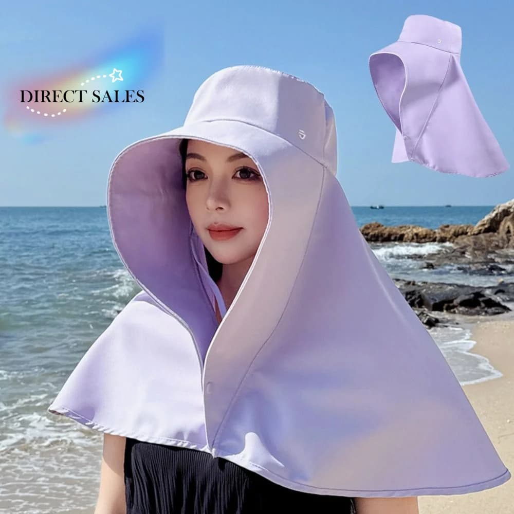 Cappello da Pescatore a Tesa Larga con Protezione Solare Completa per il Viso, Cappello con Maschera Regolabile in Poliestere Tinta Unita, Cappello Parasole per Ciclismo
