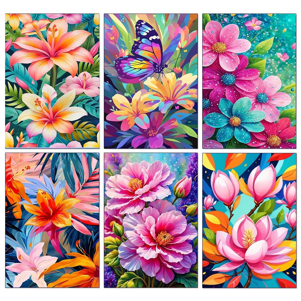 Vivace Pittura Diamantata Floreale, Kit Completo con Diamanti Quadrati e Rotondi, Mosaico Ricamato a Punto Croce, Decorazione Fai-da-Te per Casa, Arte e Regalo