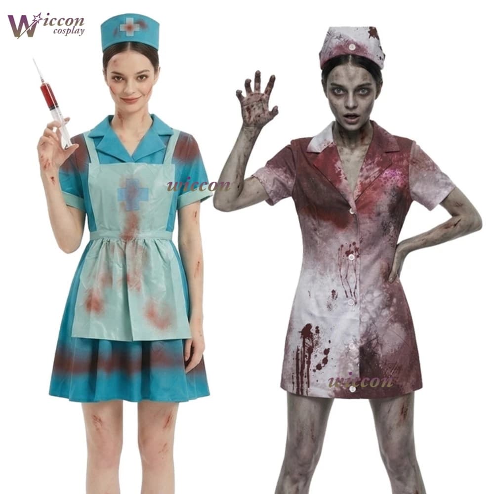 YNot Cos Zombie Nurse Costume Scary Party Cosplay Bloody Outfit Suitable for Bar Party Game Characters 2026 Halloween Costume
