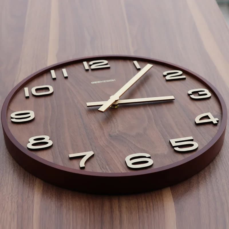 Solid Wood Wall Clock, Silent Hanging Timepiece for Living Room, Decorative Background Decor for Home & Office Use