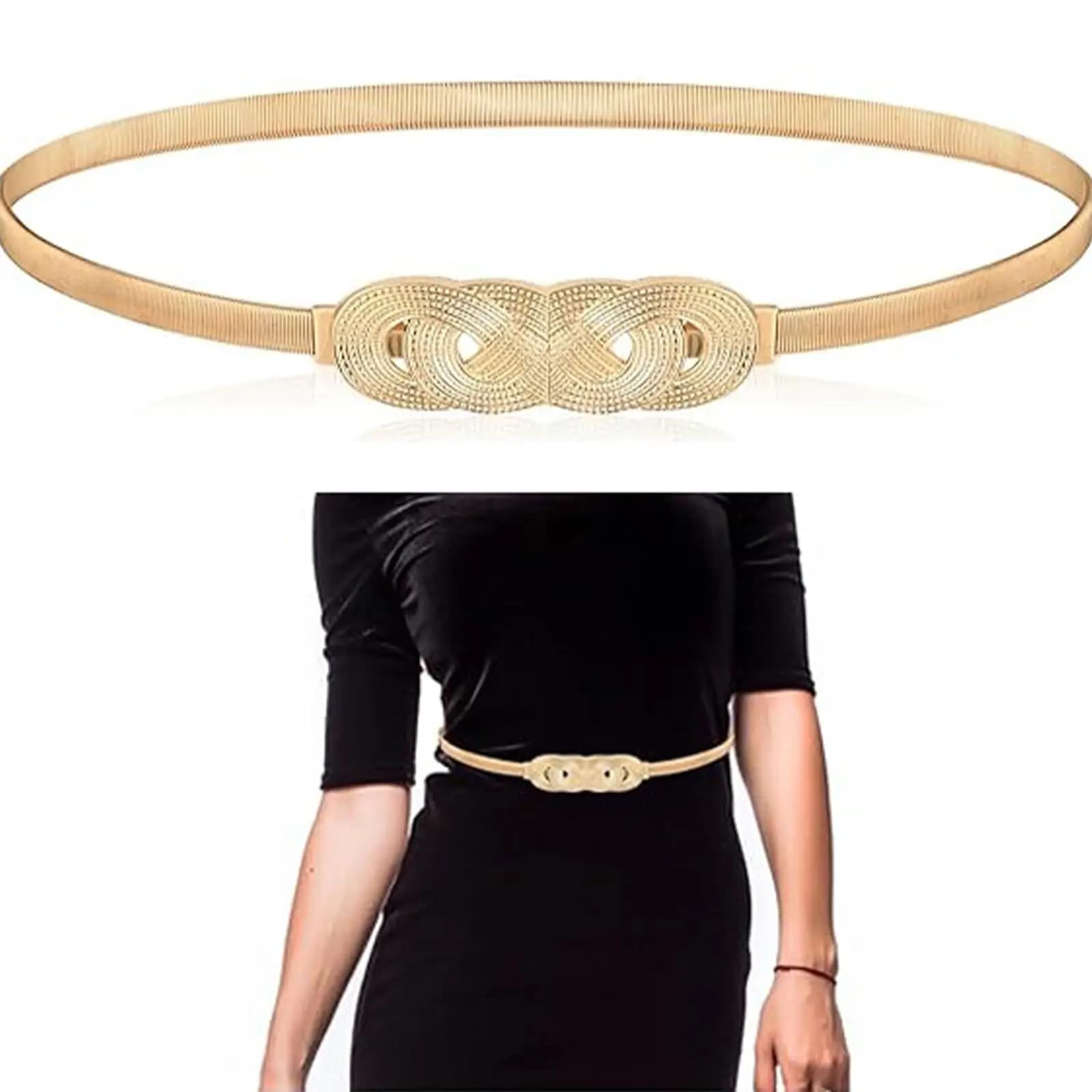 Women's Elastic Chain Belt, Y2K Gold and Silver Waist Belt, Fashion Accessories