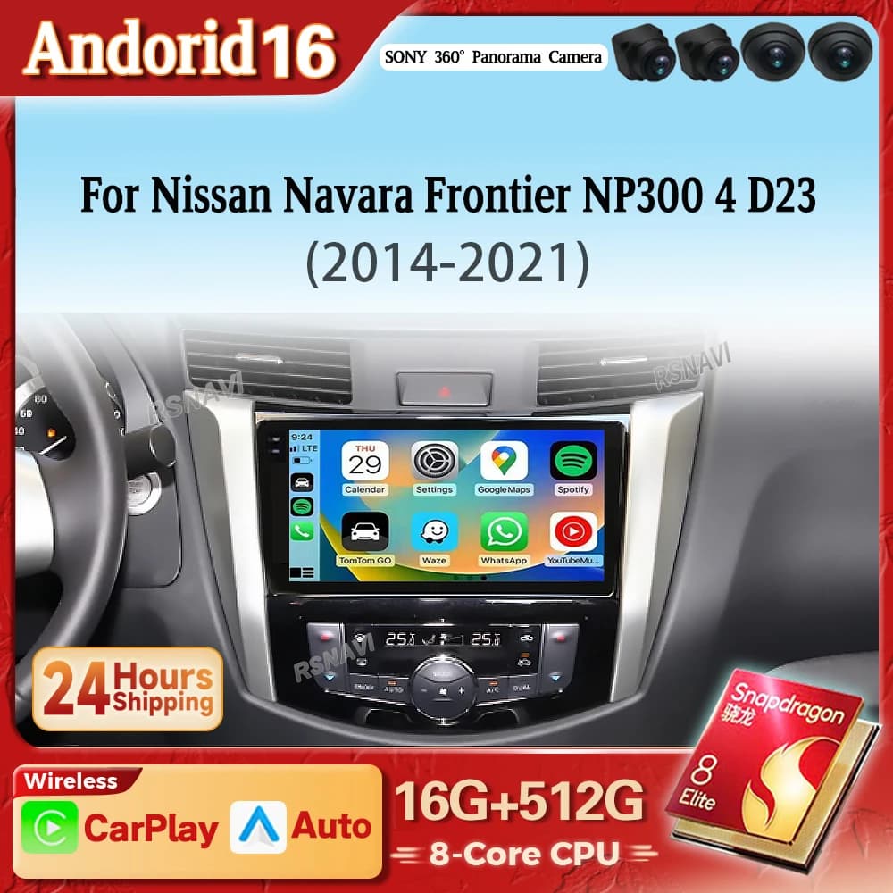 Qualcomm Snapdragon Android 15 Carplay Autoradio BT 4G Lettore GPS Stereo Per Nissan Navara Frontier NP300 4 D23 2014 2015 - 2021