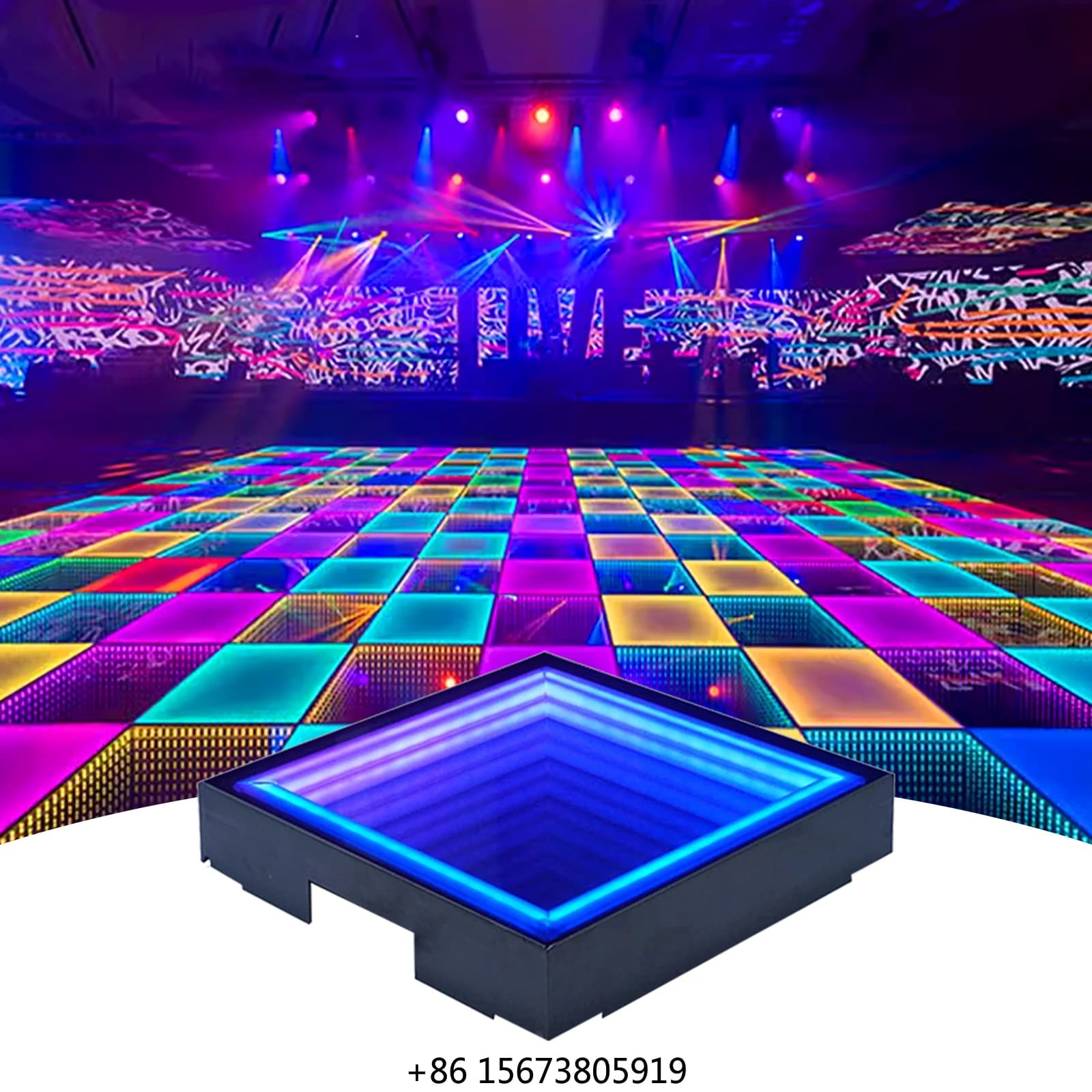 Pannello LED per Pista da Ballo 3D con Effetto Specchio Infinito, in Vetro Temperato Magnetico, per Matrimoni e Feste