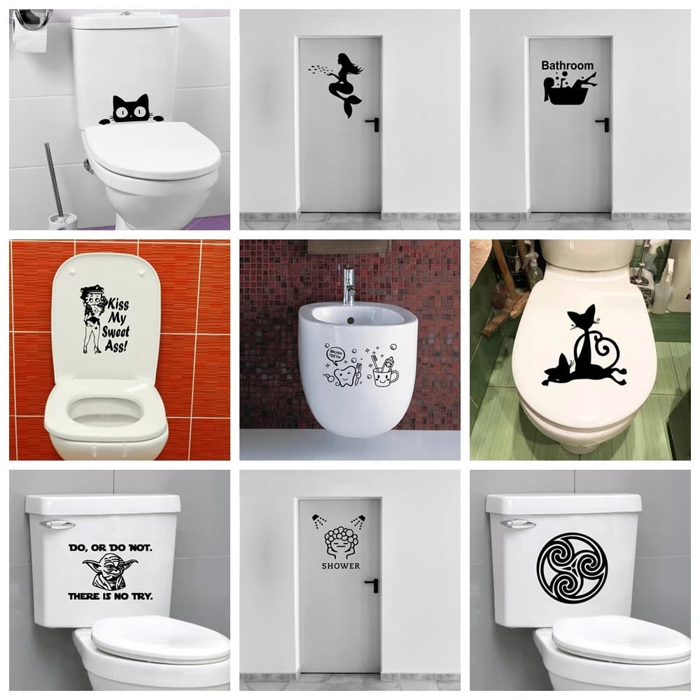 1 pc cool cat animals o family decor Home wallpaper Decor adesivi murali in vinile per la decorazione della toilette del bagno decalcomanie in vinile