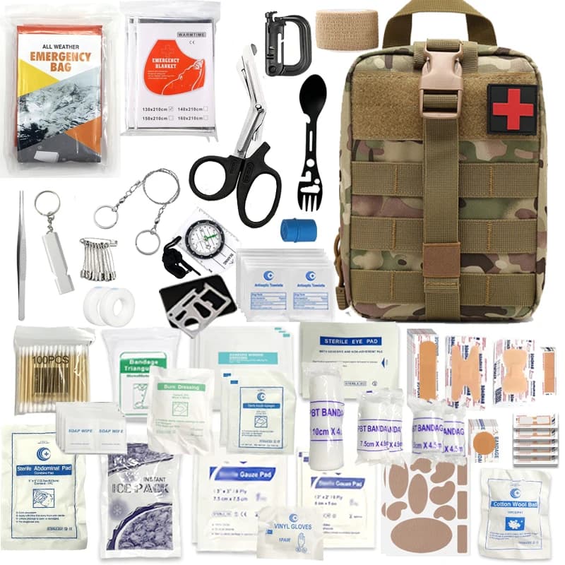 Kit di pronto soccorso da 315 pezzi, Kit di sopravvivenza tattica da campeggio, caccia, escursionismo, ecc. borsa da alpinismo portatile multiuso