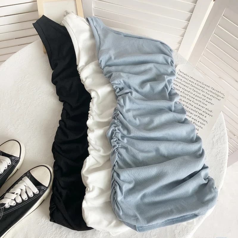 Abito Corto Aderente da Donna, Gonna Plissettata Elastica Stile Coreano, Vita Alta, Primavera-Estate, in Misto Cotone, Vestito Casual