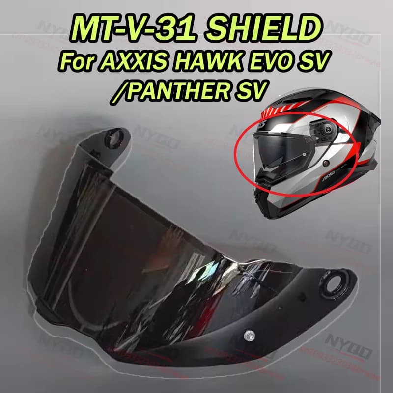 Visiera per Casco MT-V-31, Lente per Caschi Moto, Compatibile con HAWK EVO SV PANTHER SV e AXXIS, Protezione Antivento