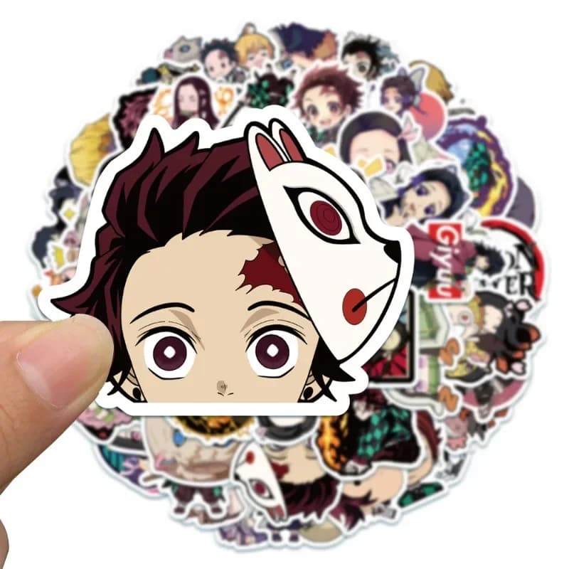 50 adesivi Demon Slayer per bagagli, skateboard, notebook, decorazioni fai da te, accessori cosplay anime