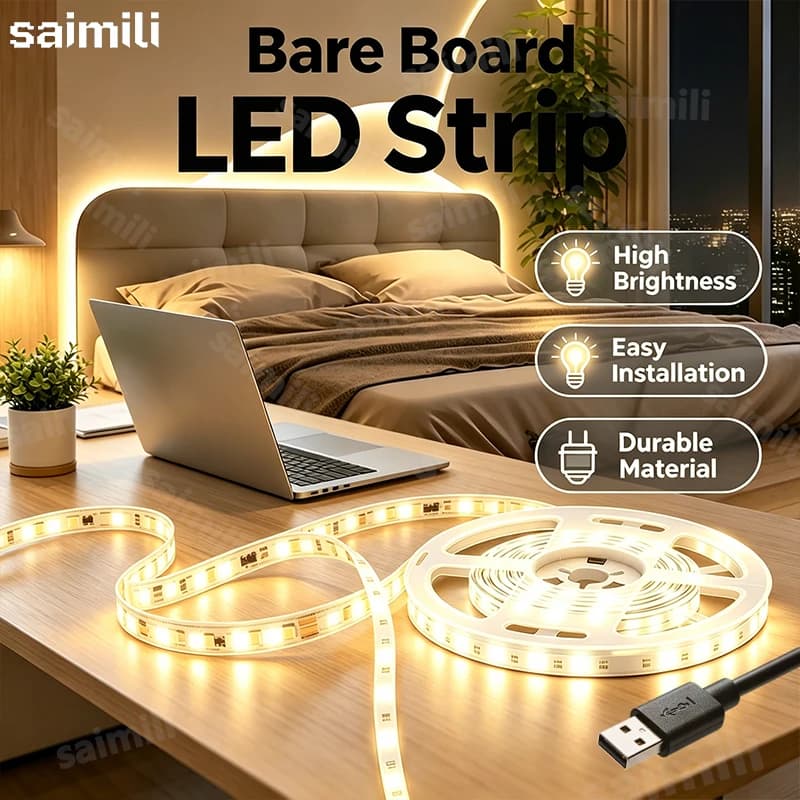 Striscia LED USB Flessibile, Lampada a Nastro con Diodi 2835SMD, Illuminazione Notturna per Camera da Letto, Armadio, Retroilluminazione TV e Cucina