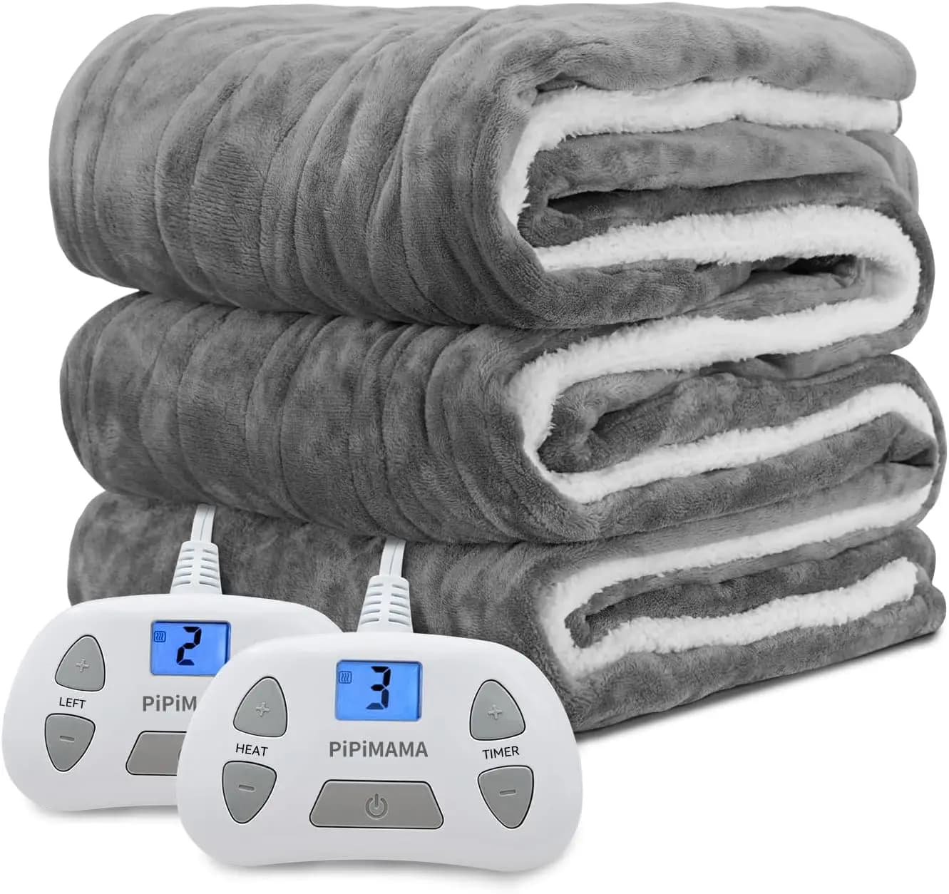 Coperta Elettrica King Size con Doppio Controllo 100"x 90", in Flanella e Sherpa, 10 Livelli di Riscaldamento, Spegnimento Automatico Dopo 12 Ore