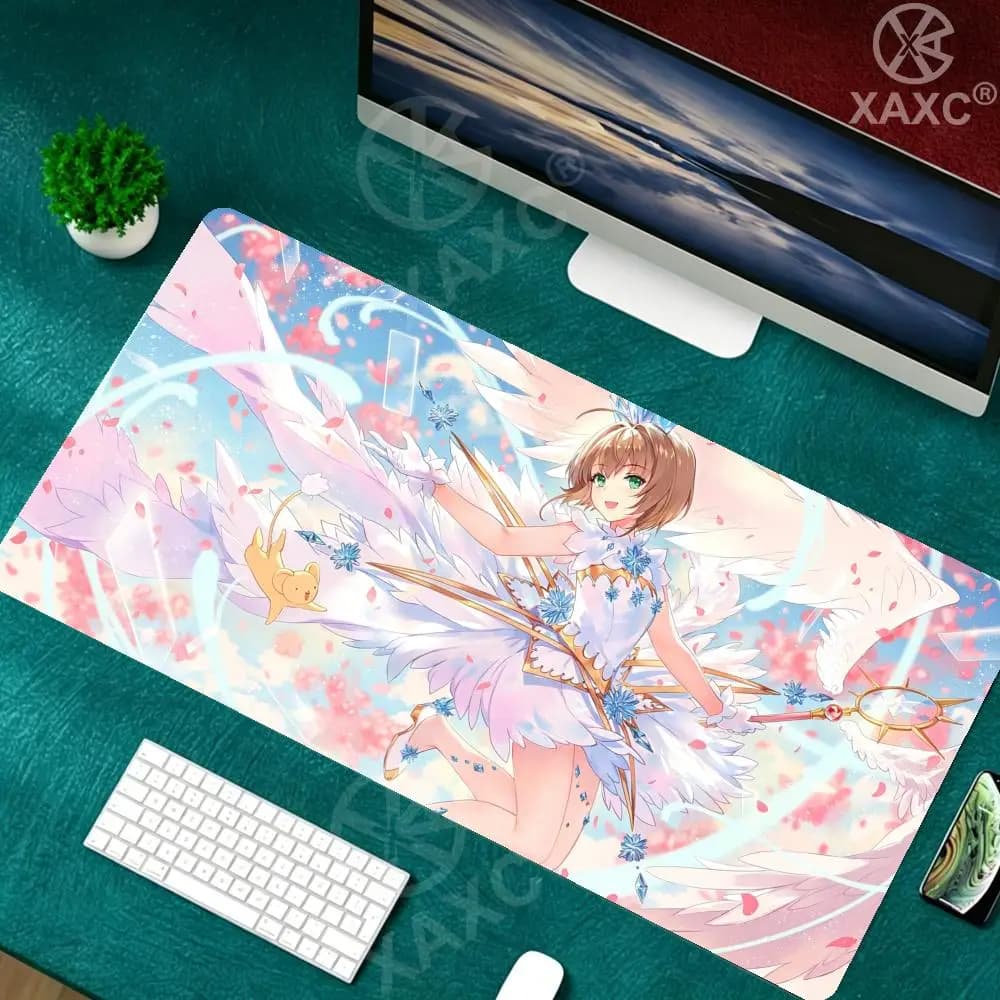 Tappetino per mouse da gioco C-card Captor Sakura Una superficie liscia con base antiscivolo adatta per giocatori di PC Tappetino per tastiera domestica XAXC