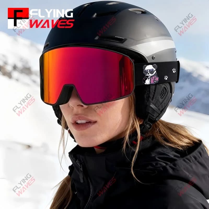Occhiali da sci completi Occhiali da neve per adulti Autentico rivestimento REVO Doppia lente Antiappannamento Protezione dalla ceguità della neve Occhiali da snowboard OTG