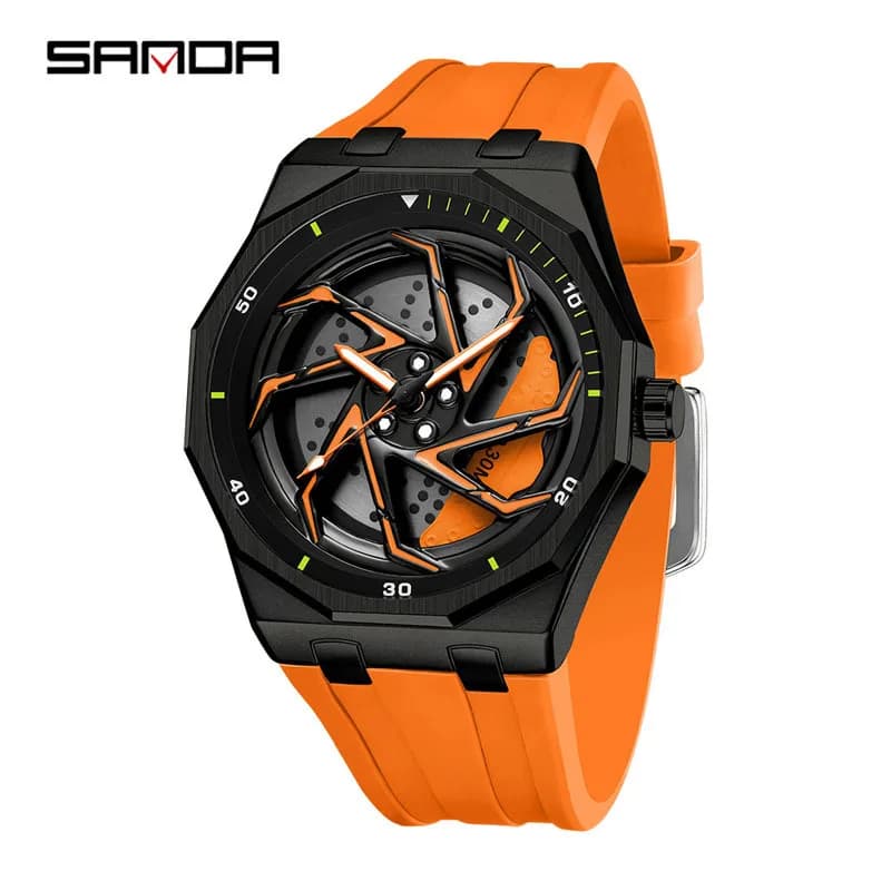 Orologio SANDA/Nuova Serie Wheel con Quadrante Cavo Rotante Luminoso, Orologio da Studente al Quarzo Luminoso
