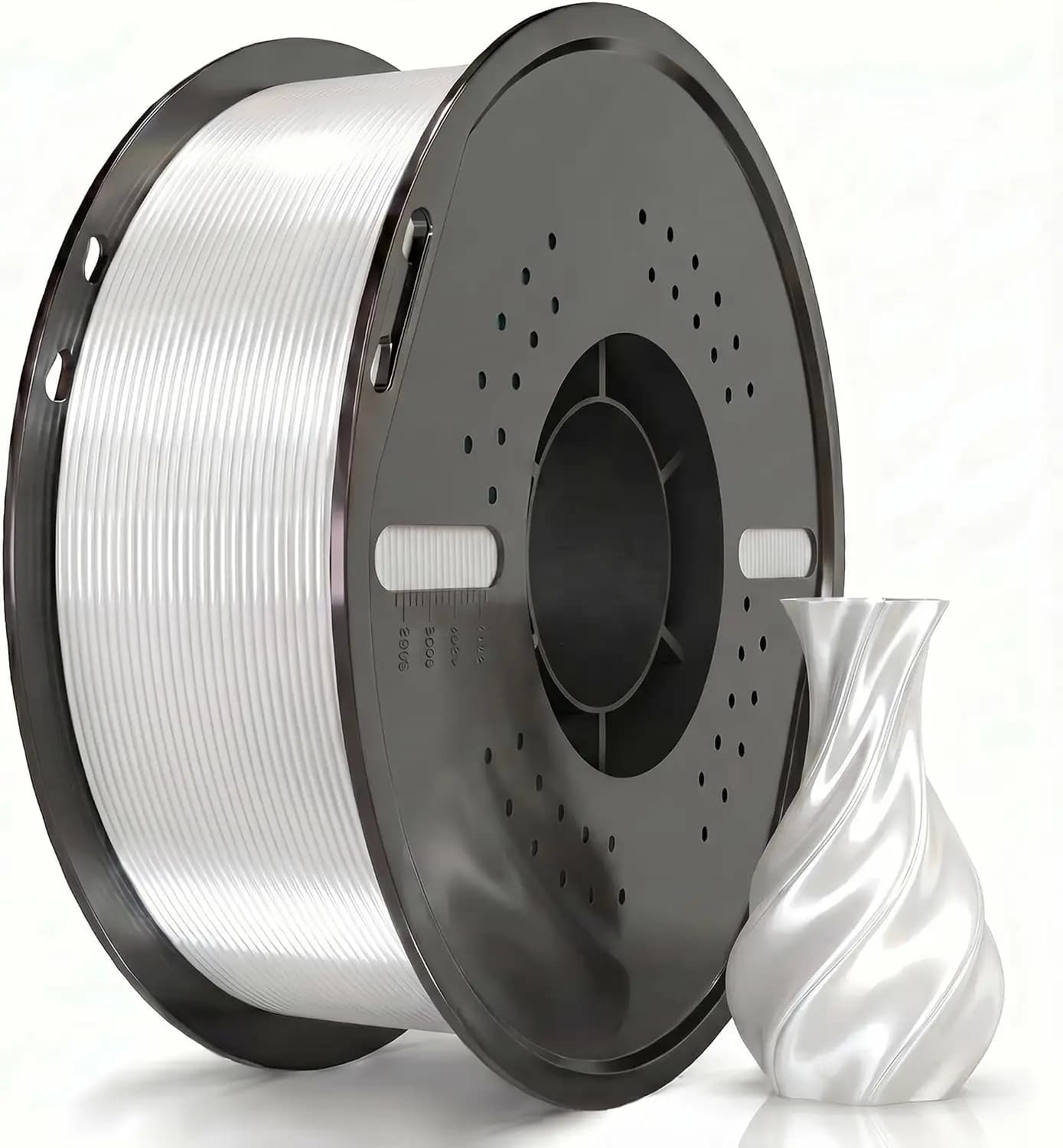 Silk PLA 1.75mm 3D Printer Filament, Silk White 1kg Spool, Dimensional Accuracy +/- 0.02mm, Fit Most FDM Printer