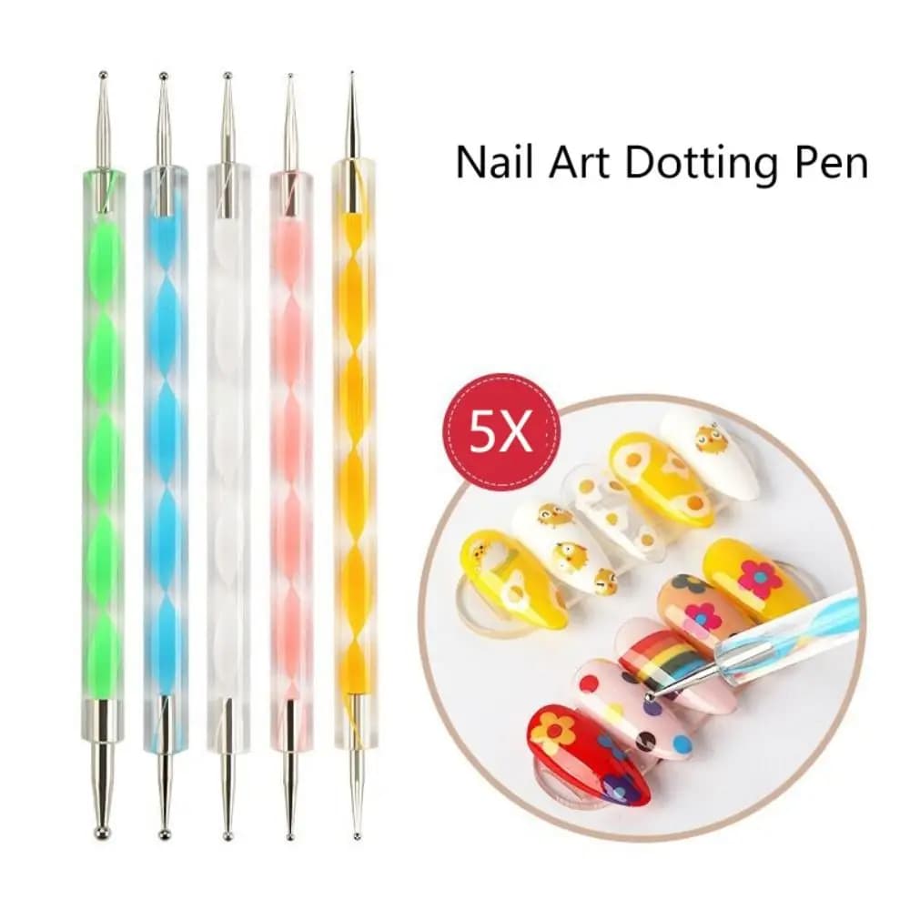 5 pezzi 2 vie nail art punteggiatura penna cristallo punto vernice manicure kit di pittura marmorizzazione smalto set di strumenti per nail art ragazze