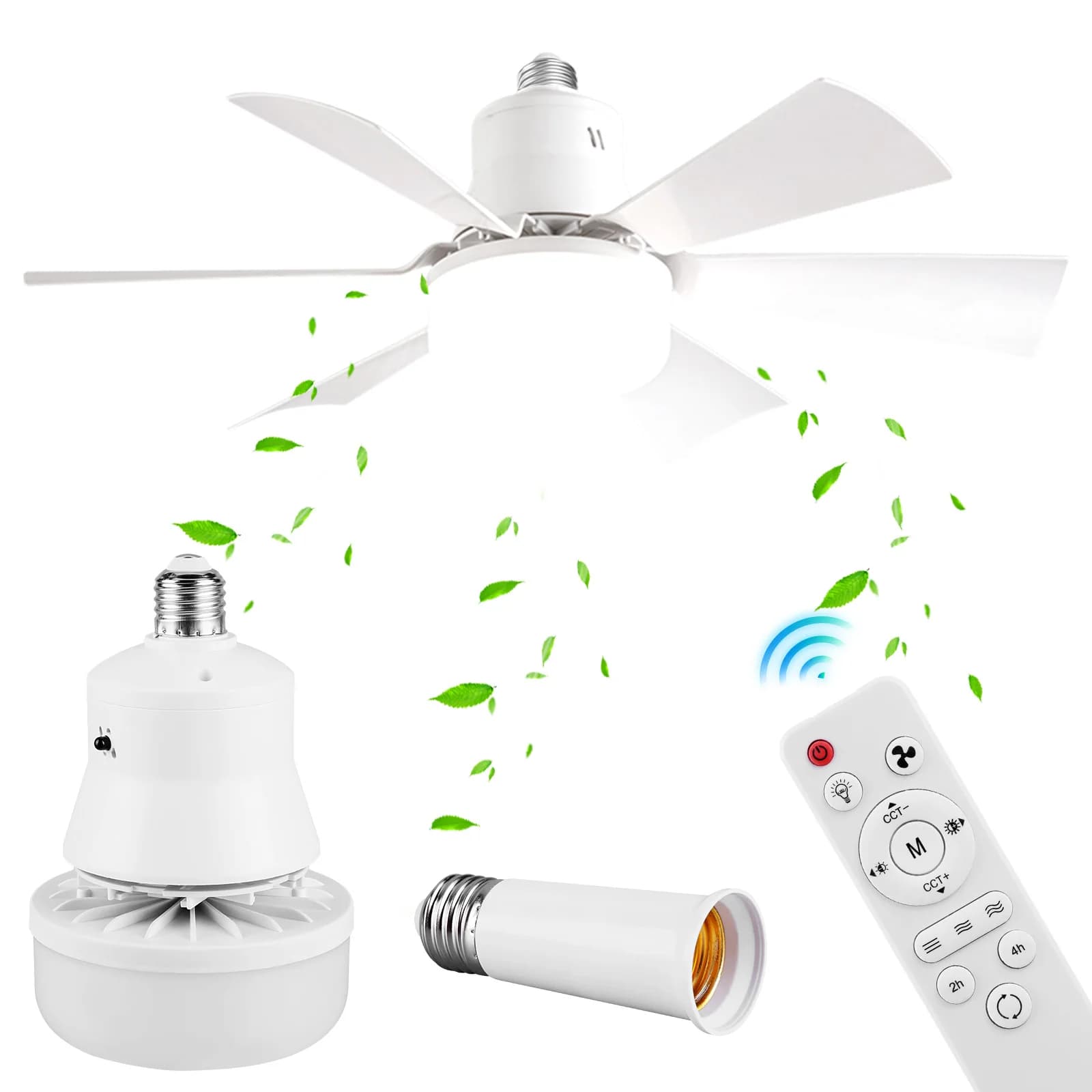 Ventilatore da Soffitto Moderno con Luce e Telecomando, con Prolunga e 6 Pale, Lampadario Ventilatore Elettrico per Casa