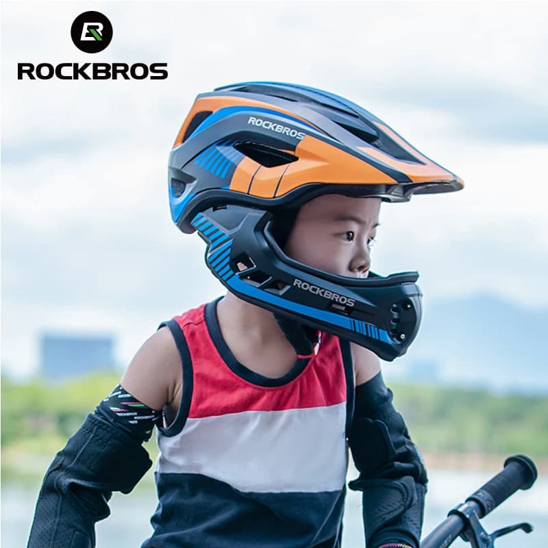 ROCKBROS bicycle helmet fully covered children's helmet EPS parallel car helmet for children 2 In 1 sports safety riding helmets