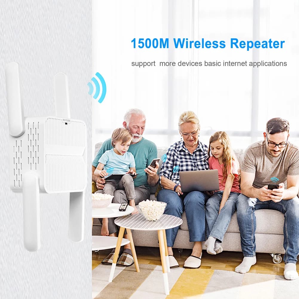 Ripetitore WiFi 6 1500Mbps, Extender di Portata WiFi 6 Dual Band 2.4G/5GHz, Amplificatore Wi-Fi con Porta Ethernet a Lungo Raggio