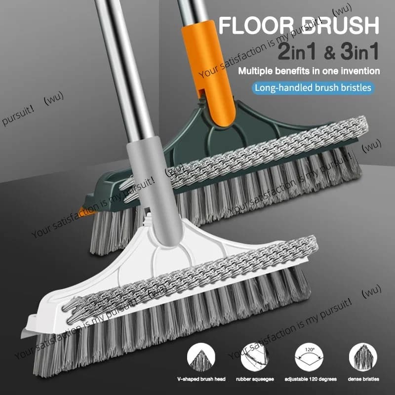3-in-1 cleaning brush, long handle rotating floor crevice brush for bathroom toilet patio