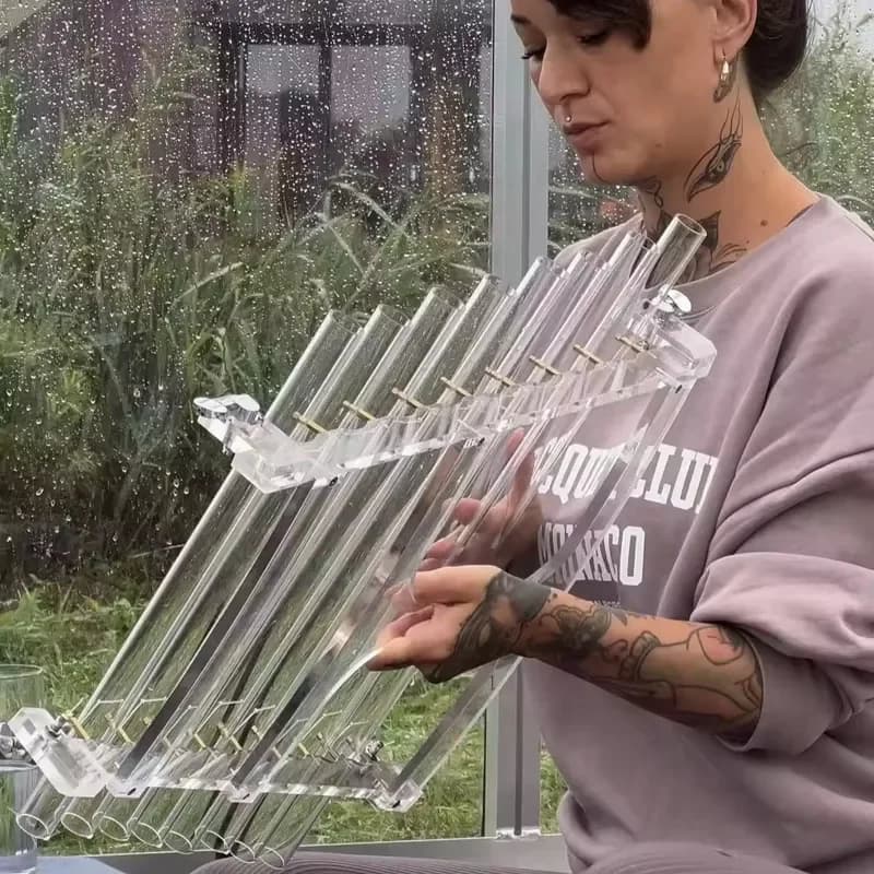 8 Tube Crystal Singing Bowl Set CDEFGABC Notes Sound Healing Instrument 440Hz Quartz Chimes with Aluminum Oxide Case for