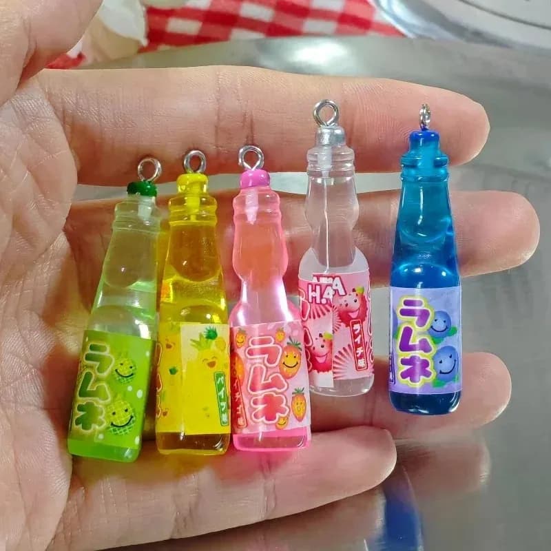 10Pcs Tiny Soda Bottle Resin Charms Kawaii Beverage Bottle Pendants DIY Craft Accessories for Earrings Keychains Jewelry Making