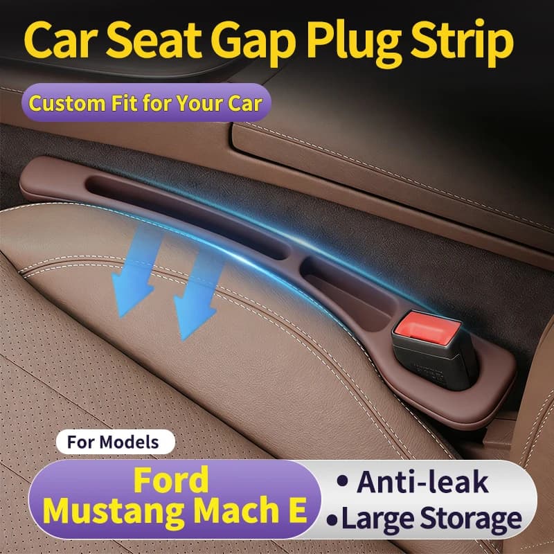 Car gap filler strip for Ford Mustang Mach E，Car Front Seat Side Crevice Storage, Portable Phone Storage Pocket, Anti-Drop Desig