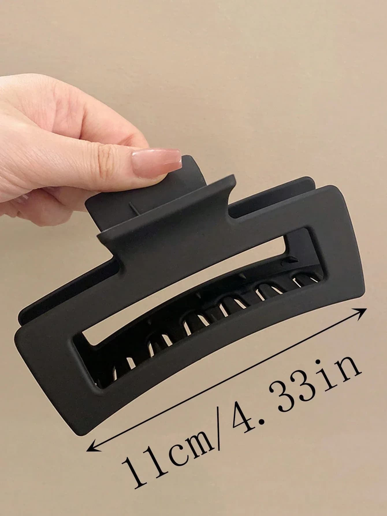 Fermaglio per capelli nero opaco per donna, accessorio per capelli con clip quadrata grande