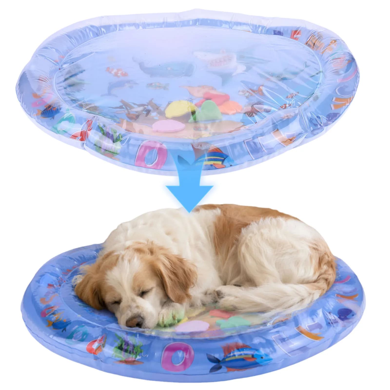 Water Sensory Play Mat with 50% Extra Thickness Comfort Cooling Waters Mats Leak Proof Tummy Time for Kittens Kids & Dogs