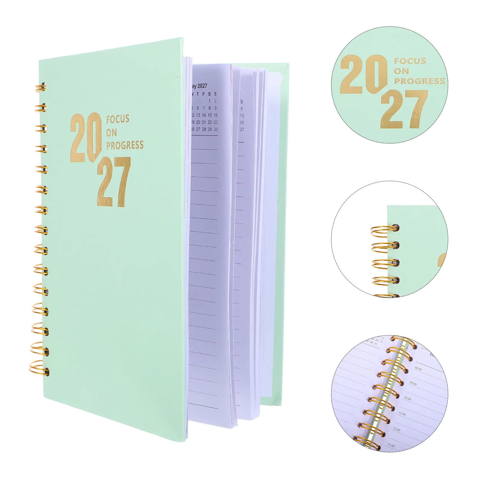 A5 Daily Planner 2027 Green Academic Diary Notebook Efficient Schedule Organizer for Work Study Portable Business Planner