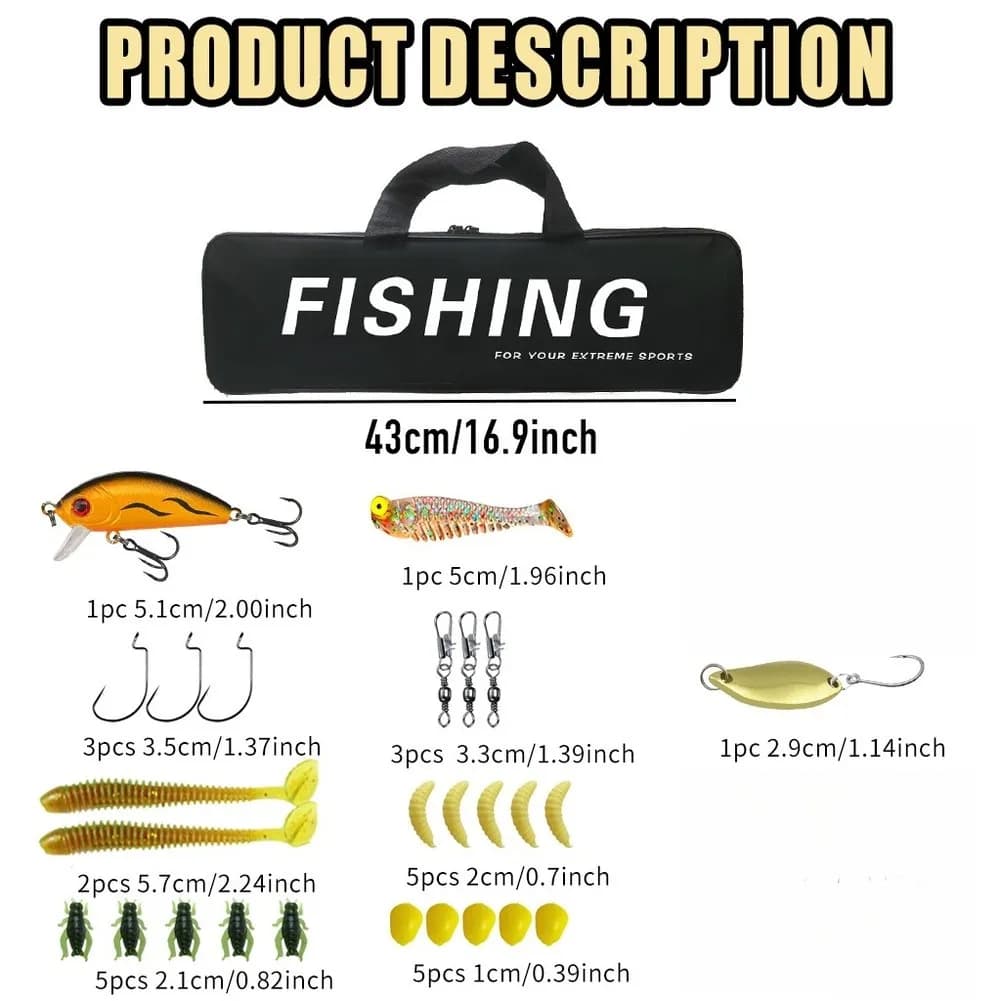 Accessible Telescopic Fishing Equipment Set with Rod Reel Lure Box and Standard Baits for New Anglers and Outdoor Hobbyists