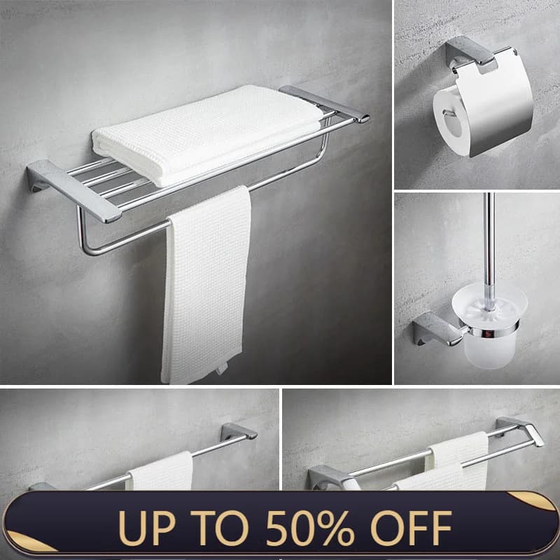 304 Stainless Steel Bathroom Hardware Chrome Towel Storage Rack ,Corner Shelf,Toilet Brush,Paper Holder Bathroom Accessories