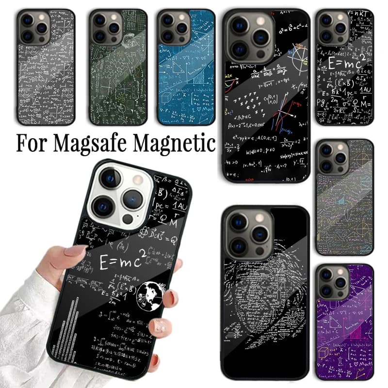 Cover per iPhone con Formule Scientifiche di Matematica e Fisica per Appassionati di Tecnologia, Compatibile con Magsafe
