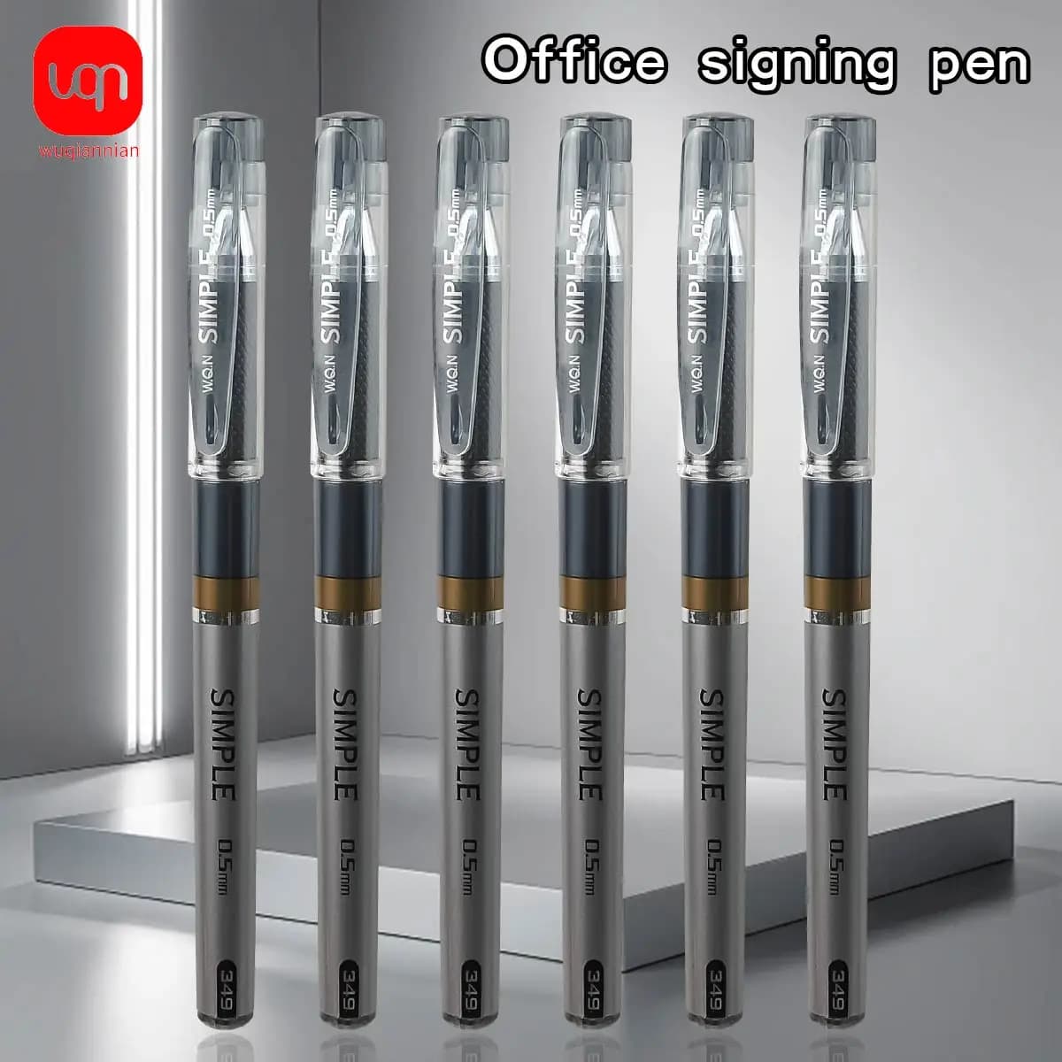 WQN-3/6/12PCS Penna gel nera ad alto livello di aspetto Punta da 0,5 mm Penna firma aziendale con inchiostro nero per la scrittura e la cancelleria per studenti