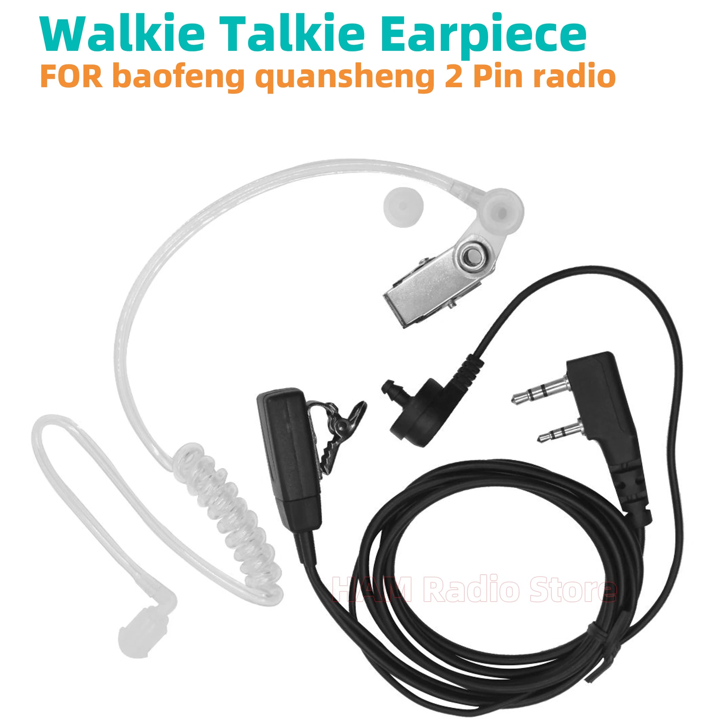 Auricolare con Tubo Acustico Nascosto FBI a 2 Pin per Radio Kenwood Baofeng UV-5R 13 17 UV32 BF888S QUANSHENG K5 K6 Walkie Talkie