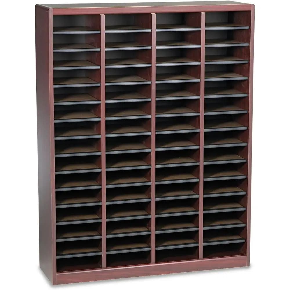 Organizzatore per Libri in Legno con 60 Scomparti, Costruzione Resistente, Ripiani Rimovibili, Portaetichette in Plastica