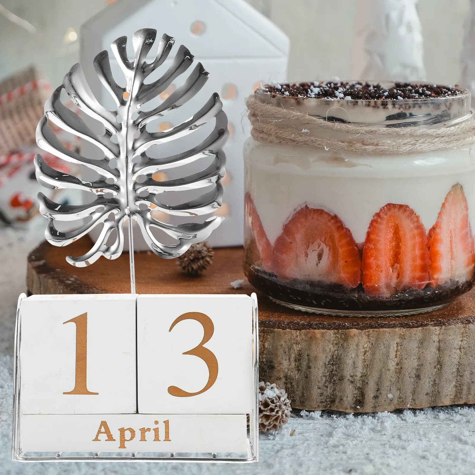 Set Calendario Perpetuo in Legno a Forma di Foglia di Tartaruga, Decorazione da Scrivania Creativa Fai-da-Te, Calendario in Cubo di Legno Massiccio, Ornamento per Casa e Ufficio