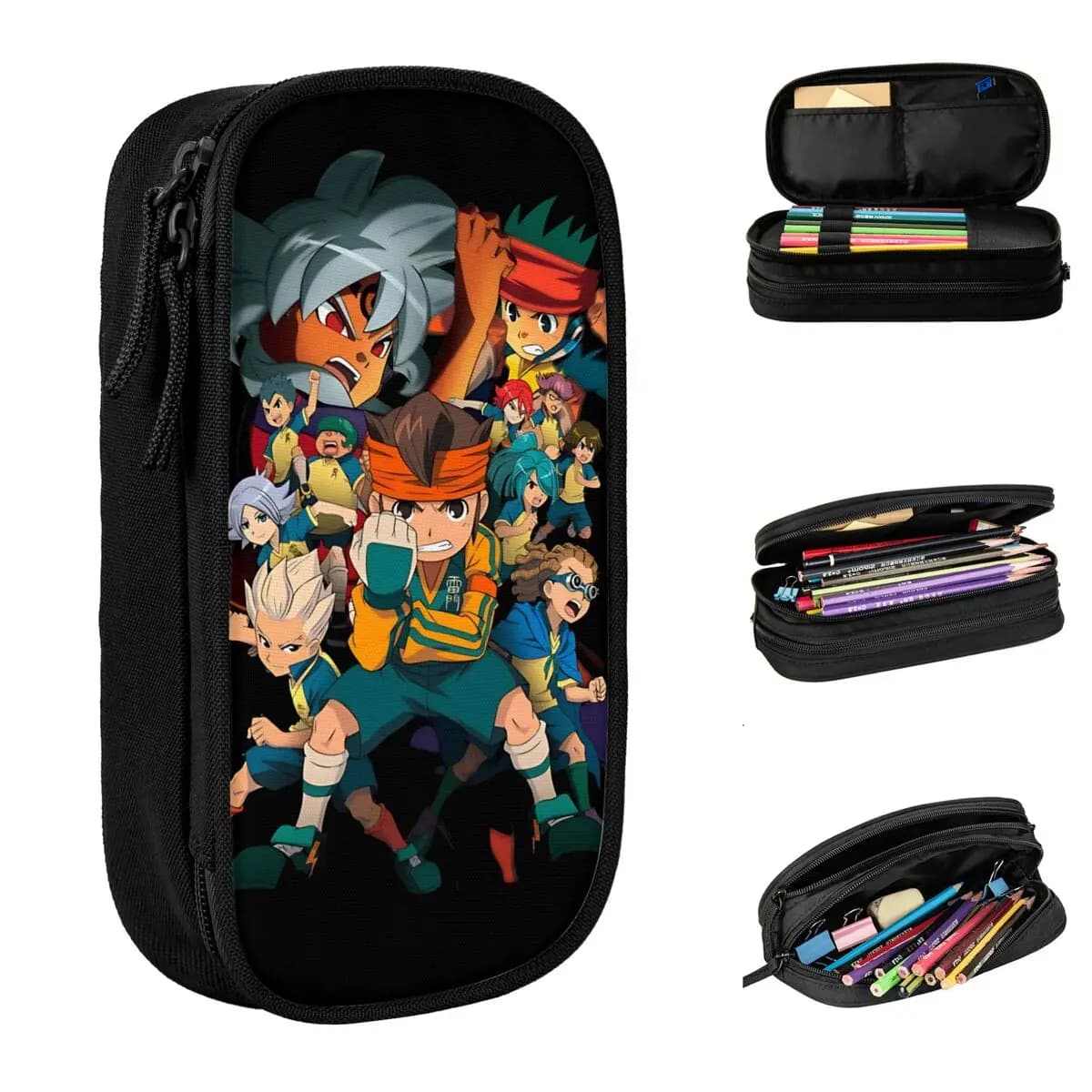Inazumas Mark Evans Kazemaru Ichirouta Pencil Case Elevens Soccer Anime Pen Holder Bag Students School Cosmetic Pencil Pouch
