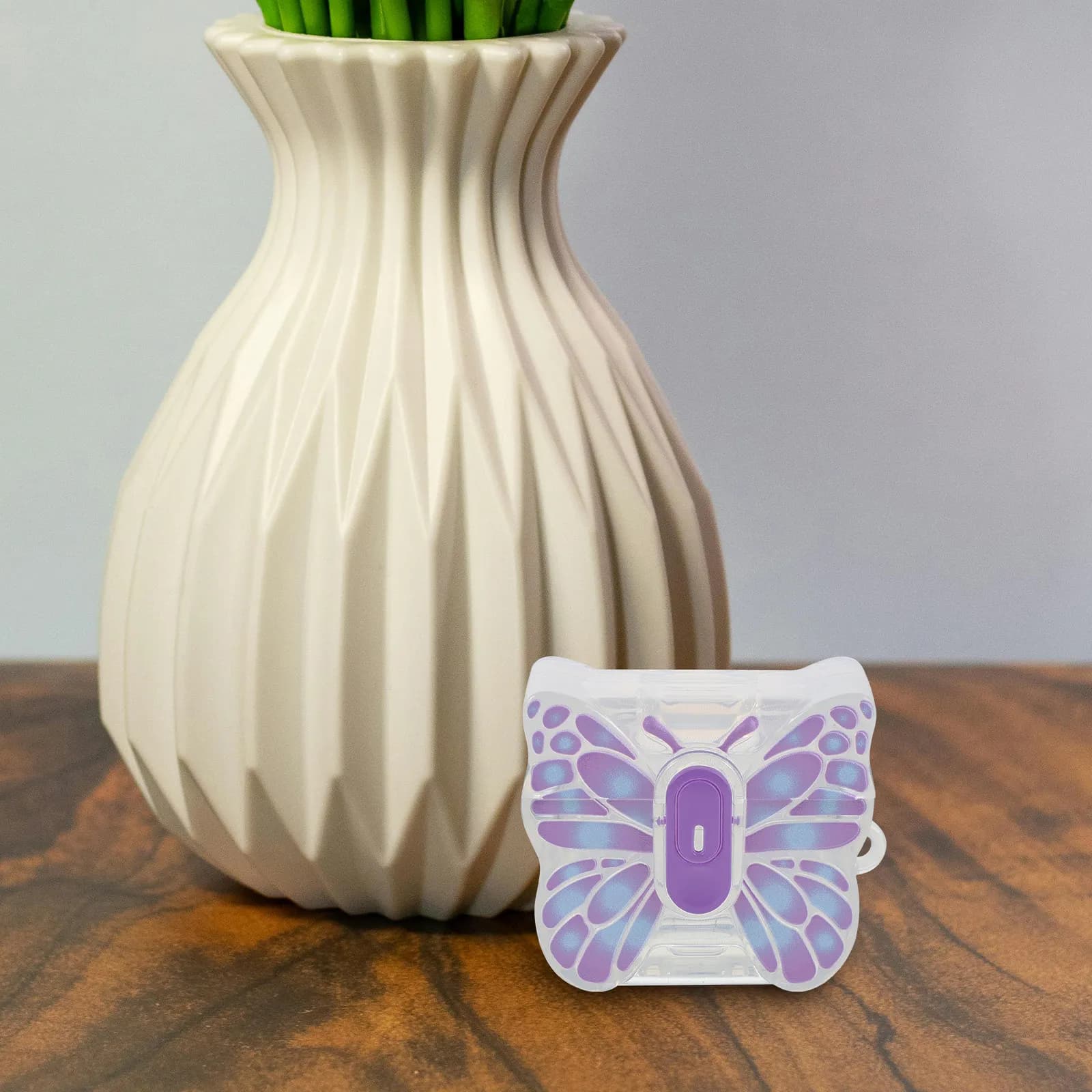 Custodia per auricolari a forma di farfalla Kawaii, in silicone trasparente antiurto con chiusura magnetica e supporto per telefono per dispositivi wireless