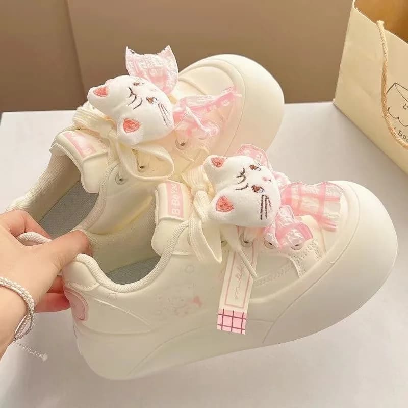 Original Bowknot White Sneakers Women's Casual Bread Shoe round Head Versatile Flat Shoes Korean Style Breathable Lightwe...