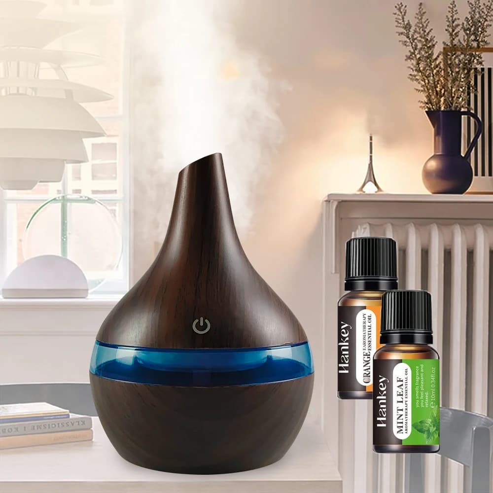 Diffusore per la casa Diffusore di oli essenziali umidificatore a venature del legno da 300 ml Perfetto per la scrivania dell'home office